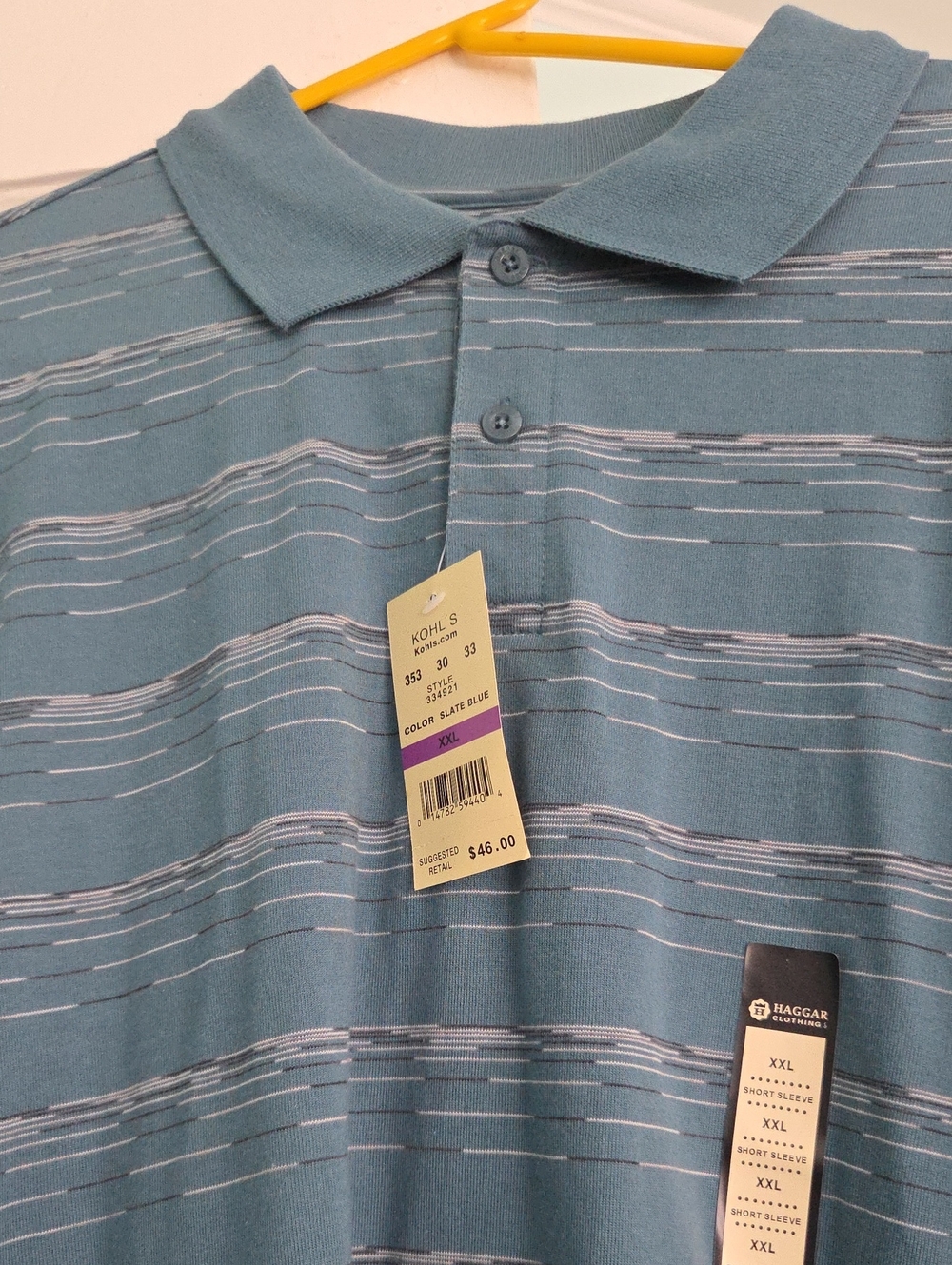 Haggar Slate Blue Striped Polo Shirt - XXL